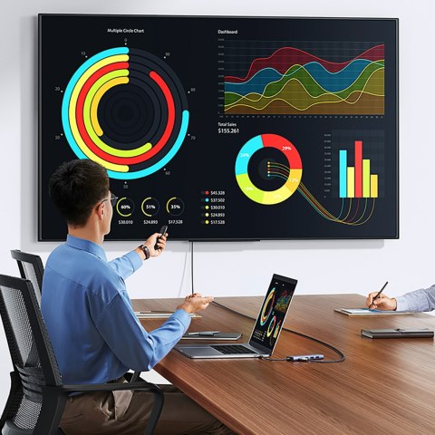 6w1 HUB Adapter USB-C - HDMI / USB-A / czytnik kart SD TF - szary UGREEN