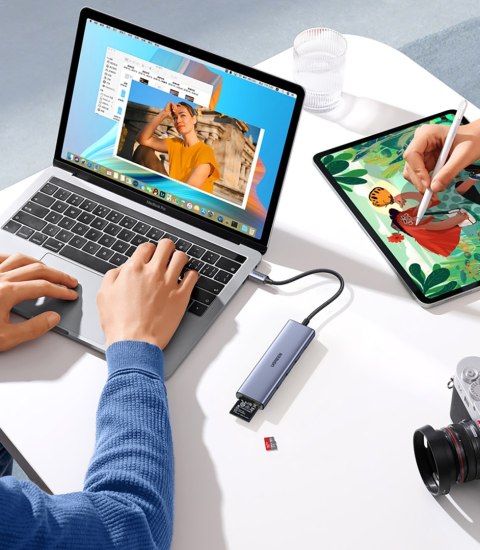 6w1 HUB Adapter USB-C - HDMI / USB-A / czytnik kart SD TF - szary UGREEN