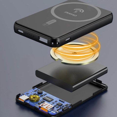 Powerbank K14S+ 10000mAh z podstawką 20W USB-A / USB-C / MagSafe - czarny DUDAO