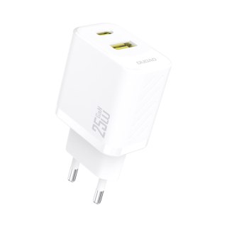 Szybka ładowarka sieciowa 25W USB-A USB-C - biała DUDAO