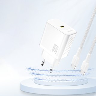Szybka ładowarka sieciowa 30W PD GaN USB-C - biała DUDAO