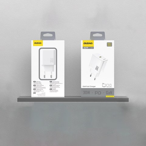 Szybka ładowarka sieciowa 30W PD GaN USB-C - biała DUDAO