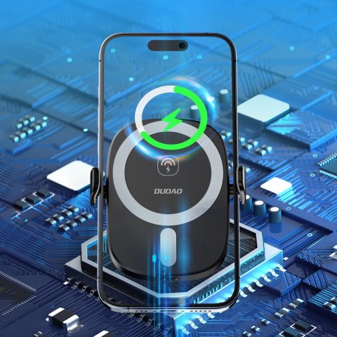 Uchwyt samochodowy do telefonu z ładowarką indukcyjną na kratkę kokpit 15W - czarny DUDAO