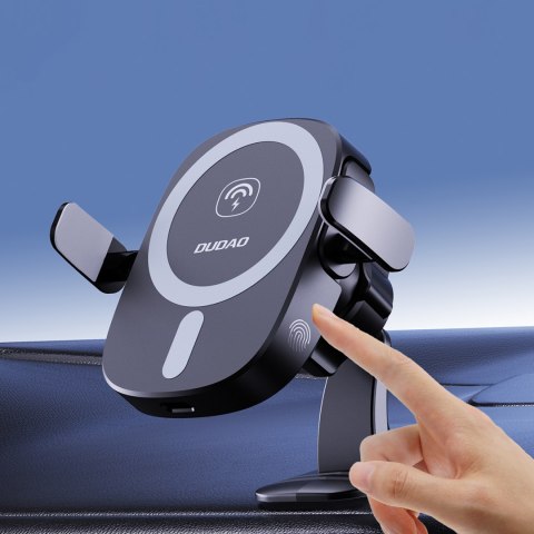 Uchwyt samochodowy do telefonu z ładowarką indukcyjną na kratkę kokpit 15W - czarny DUDAO