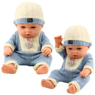 Lalka Bobas W Dzianinowym Niebieskim Ubranku Czapeczka LEAN Toys