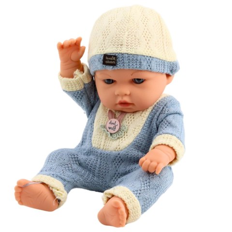 Lalka Bobas W Dzianinowym Niebieskim Ubranku Czapeczka LEAN Toys