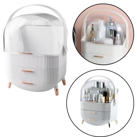 Organizer Na Kosmetyki Otwierana Porywa Transparentna Dwie Szuflady Biały LEAN