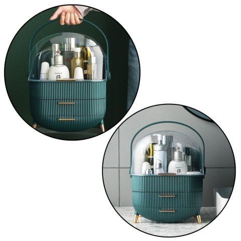 Organizer Na Kosmetyki Otwierana Porywa Transparentna Dwie Szuflady Zielony LEAN