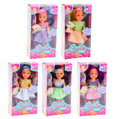 Zestaw Mini Laleczka W Sukience Piesek Lalka Pupil Mix 12cm LEAN TOYS