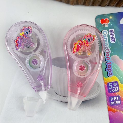 Korektor W Taśmie Myszka Szkolny Biurowy 6m x 5mm Jednorożec Różowy Fioletowy LEAN TOYS