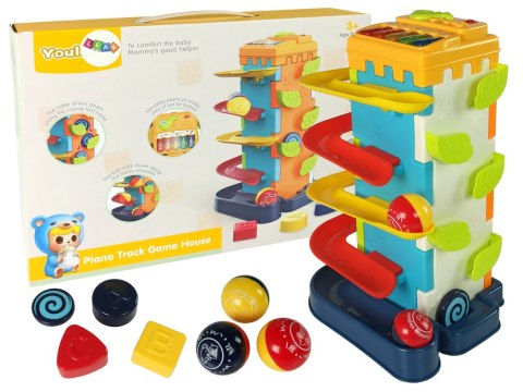 Zjeżdżalnia Piłeczek Blok Edukacyjny Sorter z Pianinkiem LEAN Toys