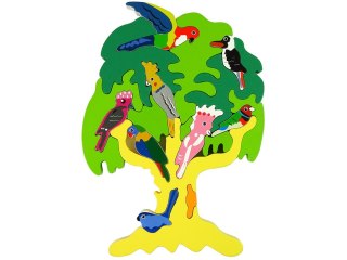 Drewniane Drzewo Ptaki Papugi DIY Klocki Drewniane Puzzle LEAN Toys