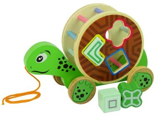 Lisek Do Ciągnięcia Na Kółkach Sorter Klocki Drewniane LEAN Toys