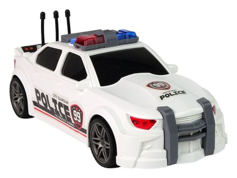 Auto Sportowe Otwierany Bagażnik Policja Światła Dźwięki Biały 1:16 LEAN Toys