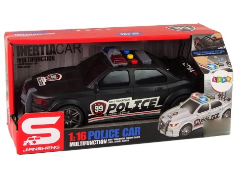 Auto Sportowe Otwierany Bagażnik Policja Światła Dźwięki Czarny 1:16 LEAN Toys