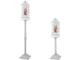 Dekoracja Świąteczna Lampa Latarnia z Mikołajem Biała Kolędy Światła LEAN Toys