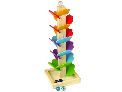 Drewniane Drzewko Tor Kulkowy Zjeżdżalnia Piłeczek Liście LEAN Toys