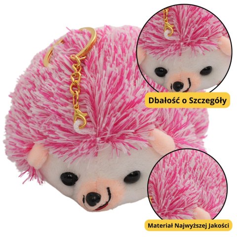 Pluszowy Jeż Maskotka Brelok Kółko Różowy 9cm LEAN TOYS