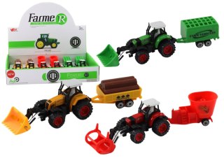 Traktor Z Przyczepą Koparka Spychacz Maszyna Żółty Zielony Czerwony LEAN Toys