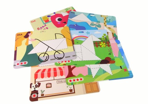 Układanka Tangram 7 Magnetycznych Klocków Puzzle Kolorowe LEAN Toys