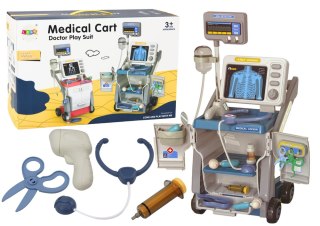 Zestaw Małego Doktora Wózek Medyczny RTG EKG Światła Niebieski 16 el. LEAN Toys