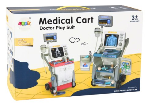 Zestaw Małego Doktora Wózek Medyczny RTG EKG Światła Niebieski 16 el. LEAN Toys