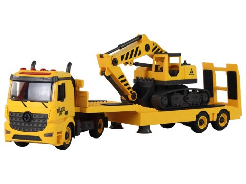Laweta Do Składania Z Koparką Gąsienicową Dźwięk Światła DIY Żółty LEAN Toys
