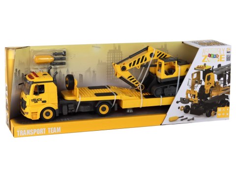 Laweta Do Składania Z Koparką Gąsienicową Dźwięk Światła DIY Żółty LEAN Toys