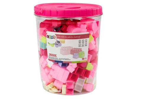 Klocki W Wiaderku Edukacyjne Duże Budowlane Zestaw Kolorowe 160 ele. LEAN Toys