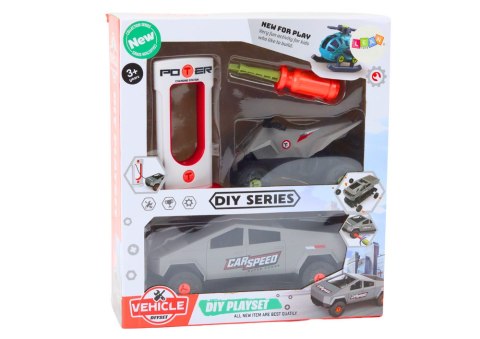 Zestaw Nowoczesne Auto z Quadem Do Rozkręcania DIY Szary LEAN Toys