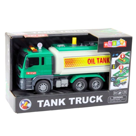 Ciężarówka Cysterna Woda Światła Dźwięki Zielona 1:14 LEAN Toys