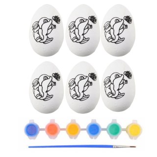 Jajka Wielkanocne Styropianowe Do Malowania Farbki Wzór Zając 6szt LEAN TOYS