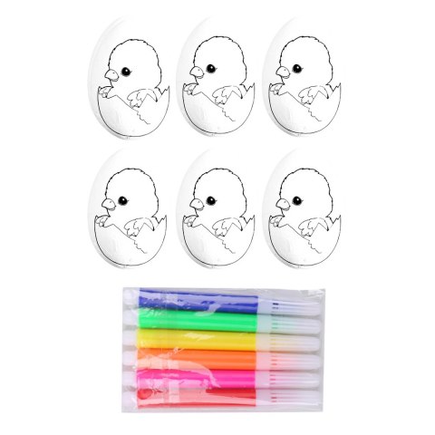 Jajka Wielkanocne Styropianowe Do Malowania Pisaki Kurczak W Jajku 6szt LEAN TOYS