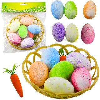 Ozdoby Wielkanocne W Koszyczku Jajka Marchewka Kolorowe 7szt LEAN