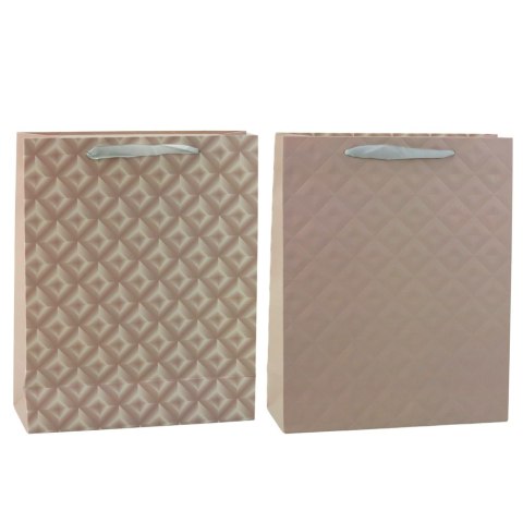 Torba Prezentowa Z Tłoczeniem Beżowa 32 x 26 x 10cm LEAN