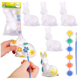 Zajączki Wielkanocne Styropianowe Do Malowania Farbki 4szt LEAN TOYS