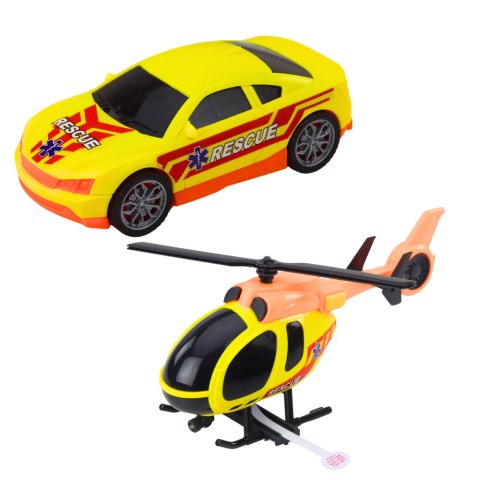 Zestaw Ratowniczy Ciężarówka Helikopter Samochód Światła Dźwięki LEAN Toys