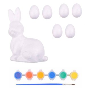 Zestaw Wielkanocny Jajka Styropianowe 6szt Figurka Zająca Farbki LEAN