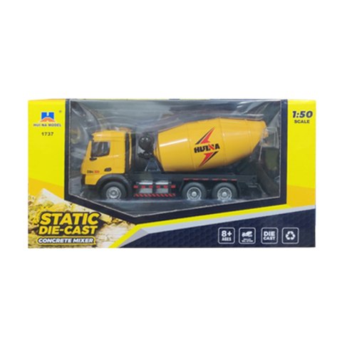 Betoniarka Pojazd Budowlany Metalowa Huina Żółta 1:50 HUINA