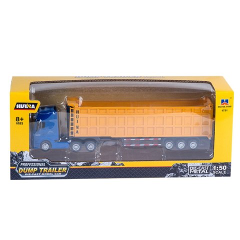 Ciężarówka Z Naczepą Objętościową Metalowa Żółta Huina 1:50 HUINA
