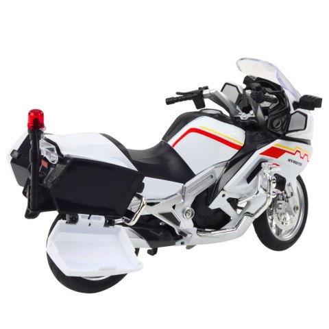 Motocykl Metalowy Światła Dźwięki Biały Czerwone Żółte Linie 1:12 LEAN Toys