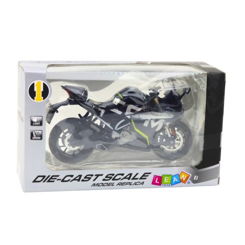 Motocykl Sportowy Metalowy Światła Dźwięki Czarny 250 SR 1:12 LEAN Toys