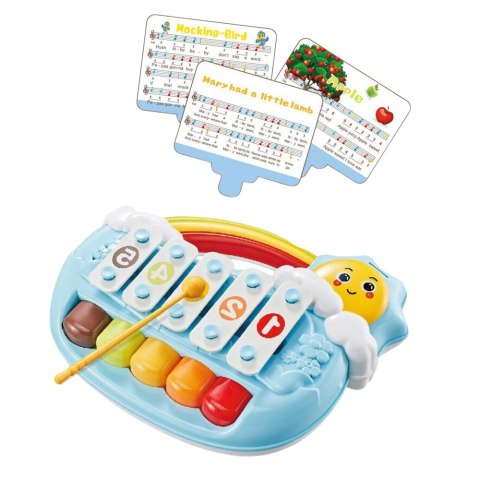 Pianinko Pięciotonowe Edukacyjne Dla Malucha Słoneczko Niebieskie LEAN Toys