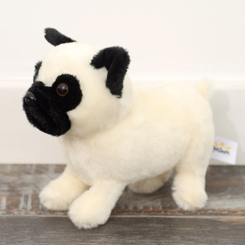 Pluszowa Maskotka Przytulanka Pies Mops Biały 19cm LEAN Toys