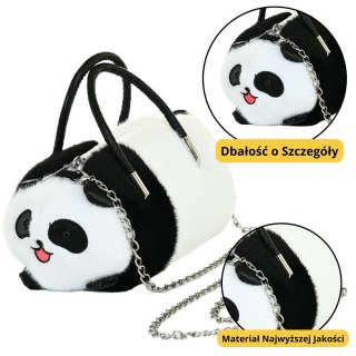 Pluszowa Torba Panda Uchwyty Metalowy Łańcuszek Czarno Biała 20cm LEAN Toys
