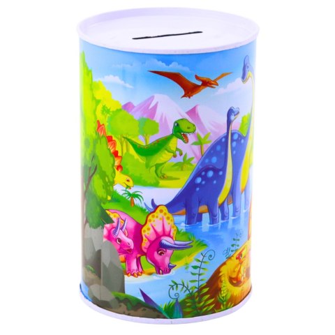 Skarbonka Z Dinozaurami Metalowa Kolorowa 13 x 8cm LEAN Toys