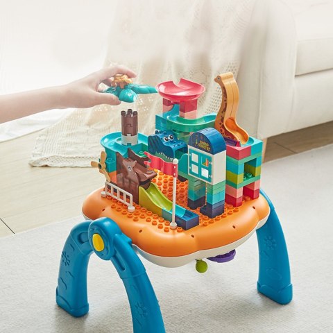 Stolik Edukacyjny Interaktywny Powierzchnia Do Budowania 2w1 Niebieski LEAN Toys
