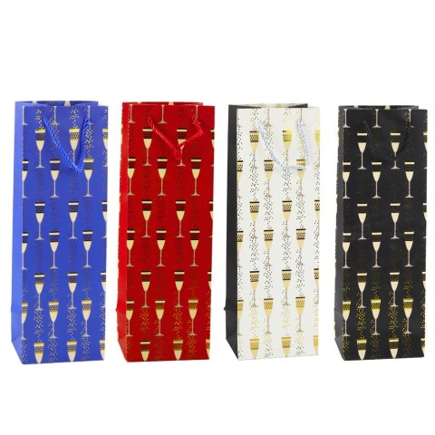 Torba Prezentowa Na Butelkę Motyw Kieliszków 36 x 12 x 10 cm LEAN