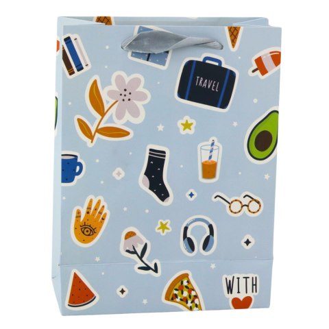 Torba Prezentowa Naklejki Kolorowe Znaczki 23 x 18 x 10,5 cm LEAN