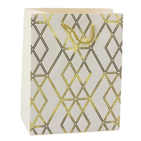 Torba Prezentowa Papierowa Elegancka Złote Wzory 23 x 18 x 10,5 cm LEAN